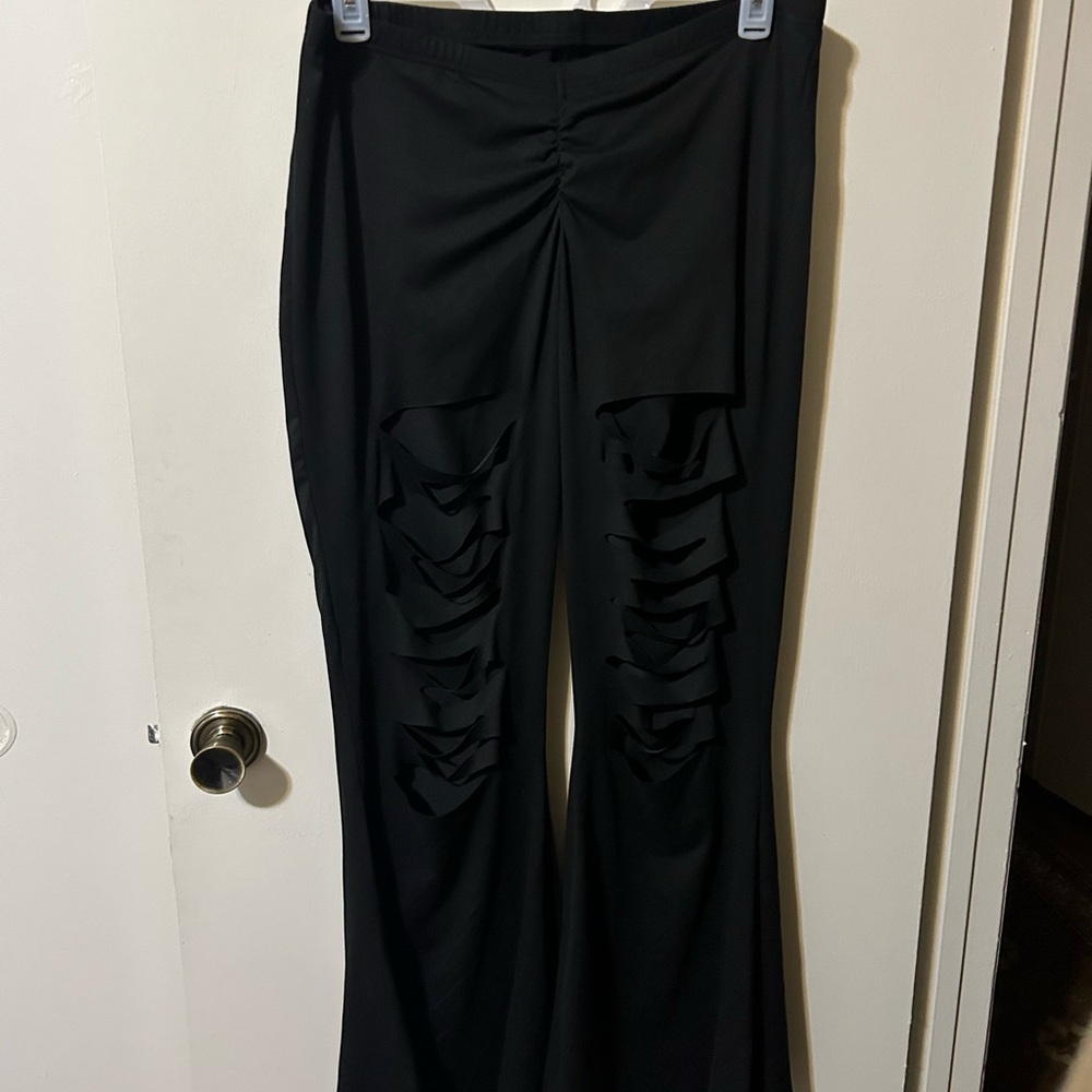Women’s silky ripped flare pants